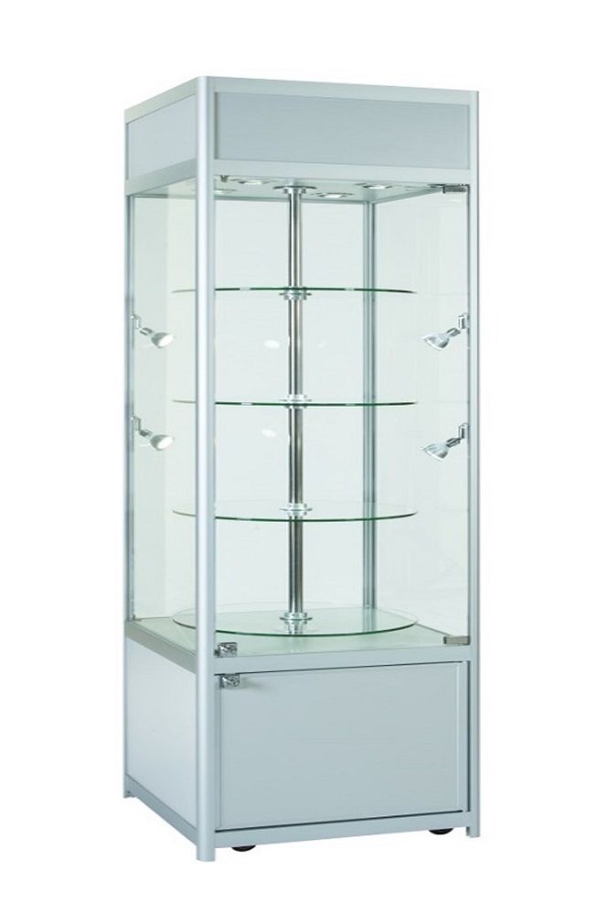 Revolving Glass Storage & Branding Section